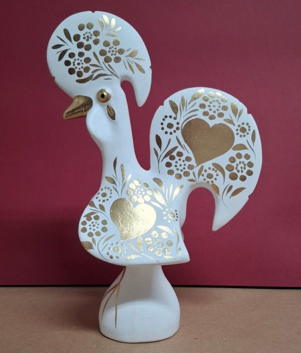 Galo de Barcelos 25/26cm- branco e dourado - Image 2