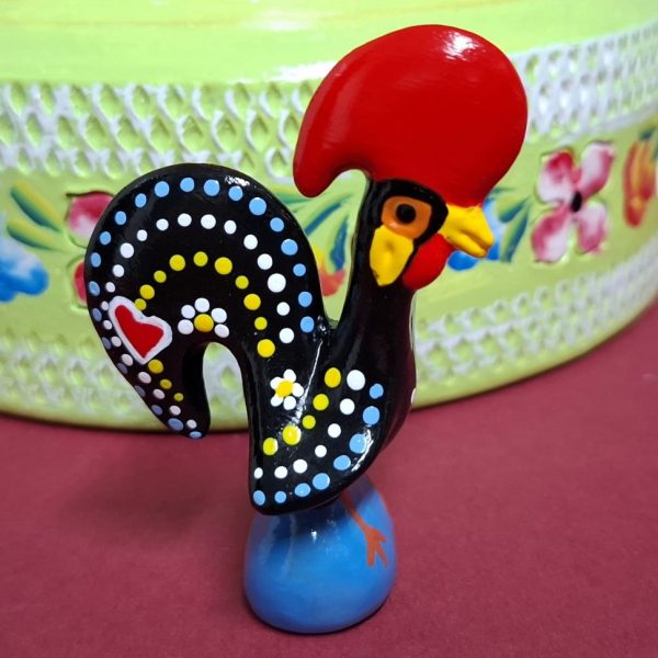 Galo decorado por Arte do Povo com 8cm de Altura