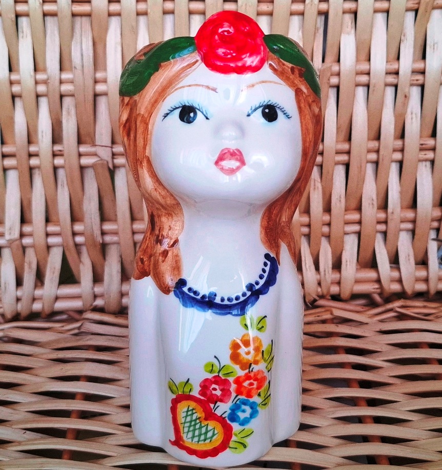 Vaso (cachepot) decorativo com busto feminino