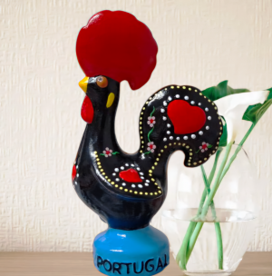 Galo de barcelos em faiança pintado à mão