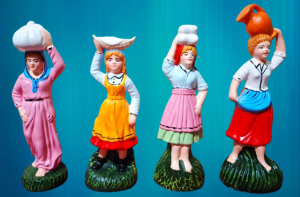 Mulher com trouxa à cabeça, Peixeira, mulher com roupalavada à cabeça, mulher com cântaro à cabeça